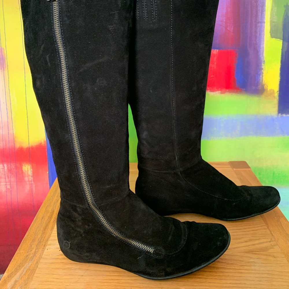 Born Plover Tall Black Suede Boots Size 7.5